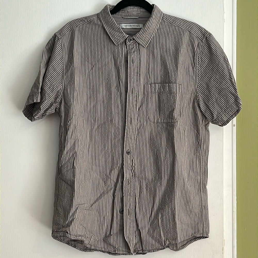 Gray Seersucker Button Down